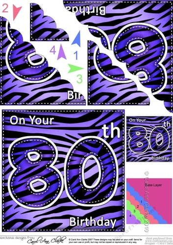 Fun Zebra Striped 80th Birthday Scalloped Corner Stacker