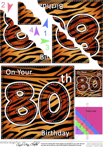 Fun Zebra Striped 80th Birthday Scalloped Corner Stacker