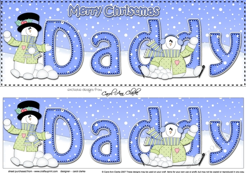 Large DL Merry Christmas DADDY 3D decoupage 