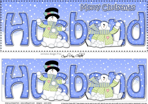 Large DL Merry Christmas HUSBAND 3D decoupage 