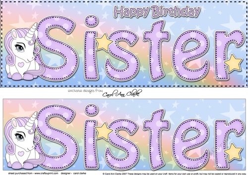 Large DL Happy Birthday SISTER 3D decoupage
