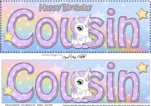 Large DL Happy Birthday COUSIN 3D decoupage