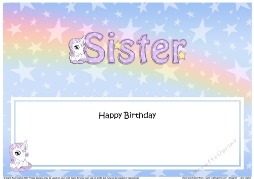 Large DL Happy Birthday SISTER insert