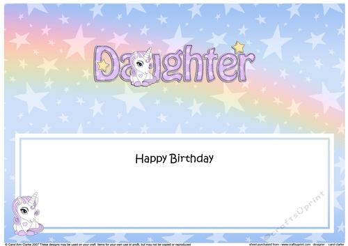 Large DL Happy Birthday DAUGHTER insert