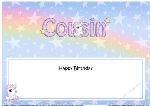 Large DL Happy Birthday COUSIN insert