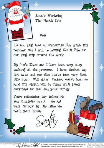 Christmas Childs Letter from Santa 