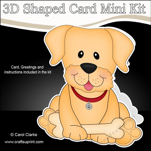 3D Shaped Card  Kit - Little Golden Labrador Dog Sunny
