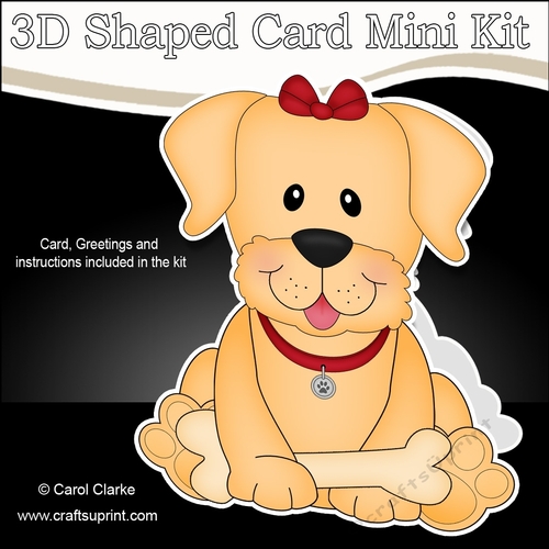3D Shaped Card  Kit - Little Golden Labrador Dog Saki