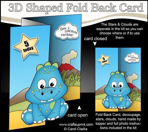 3D Shaped No-Hole Fold Back Mini Kit - Cute Little Danil Dino