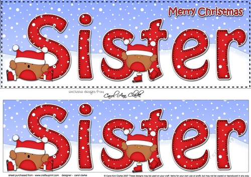Large DL Merry Christmas SISTER 3D decoupage 