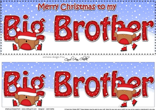 Large DL Merry Christmas to my BIG BROTHER 3D decoupage 