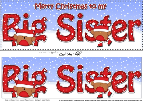 Large DL Merry Christmas to my BIG SISTER 3D decoupage 