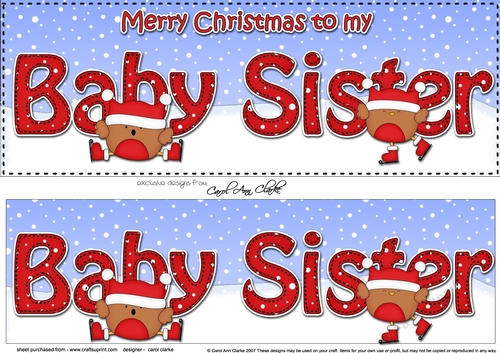 Large DL Merry Christmas to my BABY SISTER 3D decoupage 