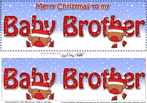 Large DL Merry Christmas to my BABY BROTHER 3D decoupage  