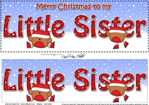 Large DL Merry Christmas to my LITTLE SISTER 3D decoupage  