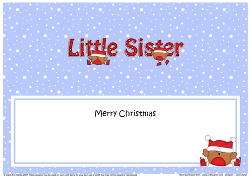 Large DL Merry Christmas LITTLE SISTER insert