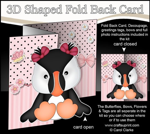 3D Shaped No-Hole Fold Back Mini Kit - Cute Little Puffin Minnow