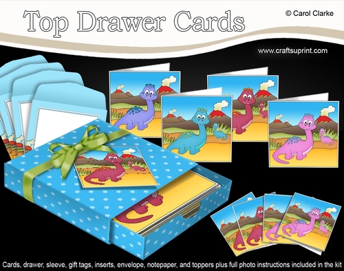 3D Top Drawer Cards Bumper Kit  -  Cute Dinosaurs Smileysaur, Lizard, Sharptooth & Angar