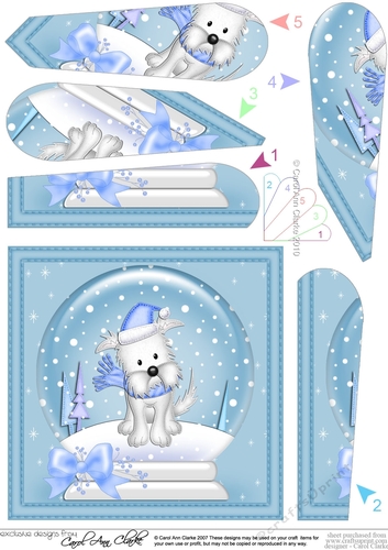 Jock Westie Dog - Christmas Snowglobe Fan Pyramage Topper