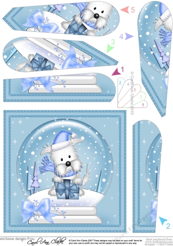 Jock Westie Dog - Christmas Snowglobe Fan Pyramage Topper