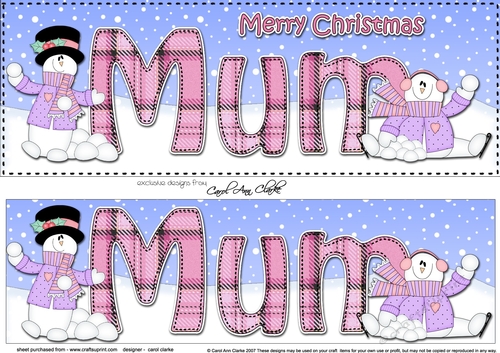 Large DL Merry Christmas MUM 3D decoupage 