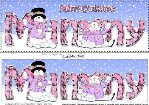 Large DL Merry Christmas MUMMY 3D decoupage 
