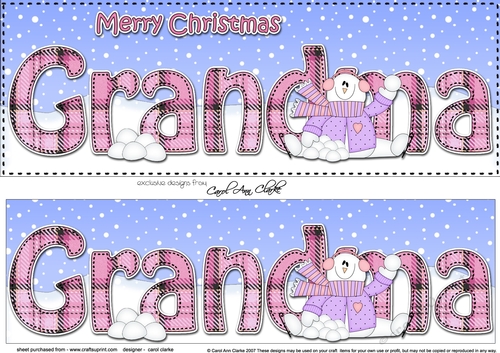 Large DL Merry Christmas GRANDMA 3D decoupage 
