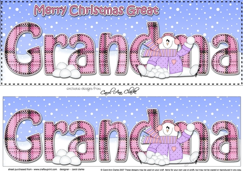 Large DL Merry Christmas GREAT GRANDMA 3D decoupage 