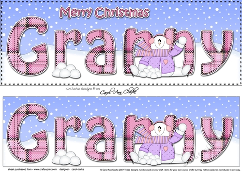 Large DL Merry Christmas GRANNY 3D decoupage 
