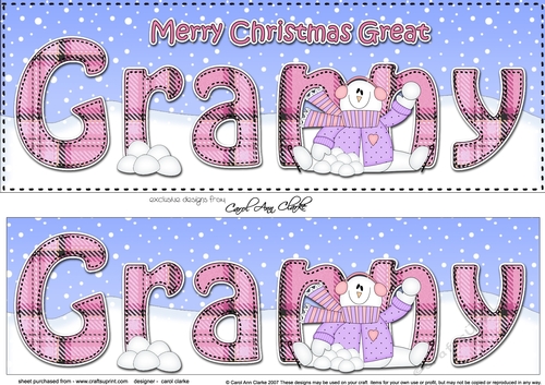 Large DL Merry Christmas GREAT GRANNY3D decoupage 