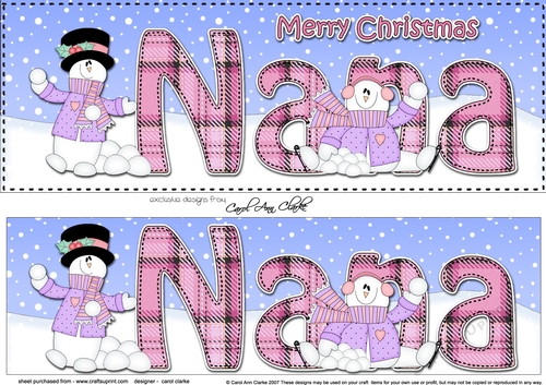 Large DL Merry Christmas NANA 3D decoupage 