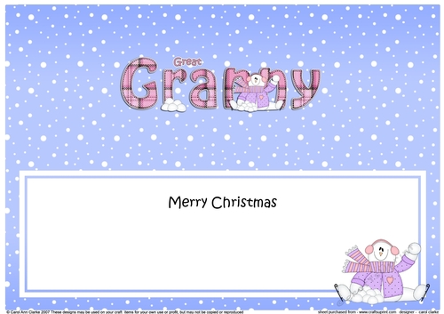 Large DL Merry Christmas GREAT GRANNY insert