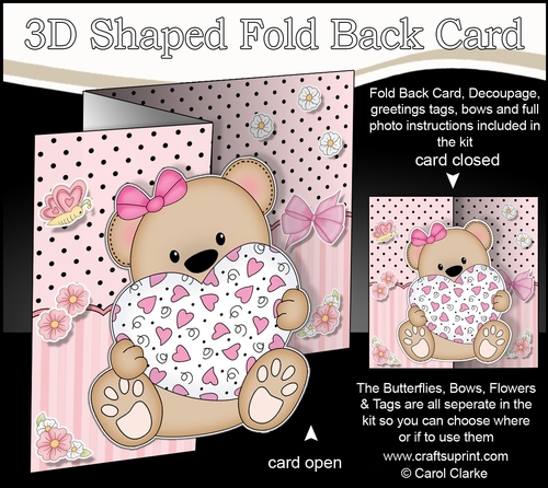 3D Shaped No-Hole Fold Back Mini Kit -  Cute Little Livvy Bear