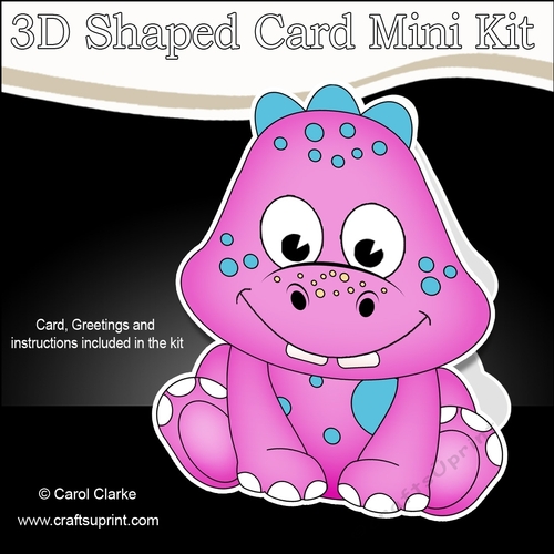 3D Shaped Card  Kit - Cute Little Dana Dino