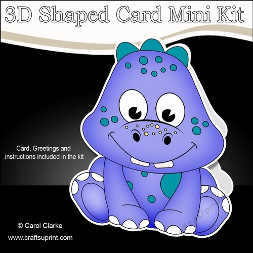 3D Shaped Card  Kit - Cute Little Darla Dino
