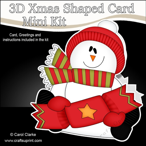 3D Shaped Christmas Card Kit - Snowman Rio has an Xmas Cracker