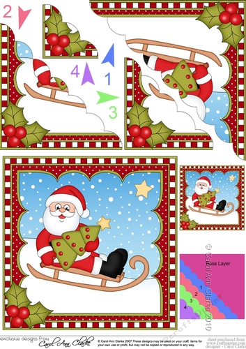 Christmas Santa is Sledging Scalloped Corner Stacker