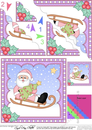 Christmas Santa is Sledging Scalloped Corner Stacker