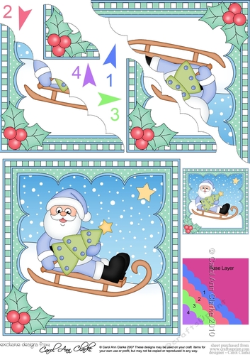 Christmas Santa is Sledging Scalloped Corner Stacker