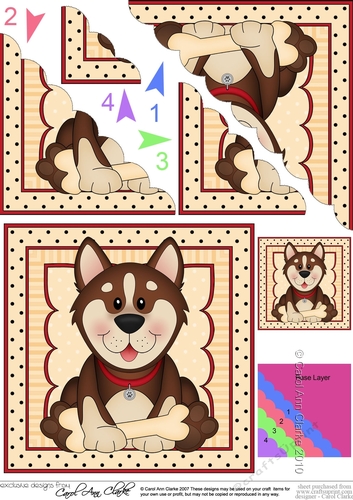 Cute Little Husky Dog Scalloped Corner Stacker