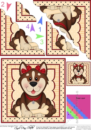 Cute Little Husky Dog Scalloped Corner Stacker
