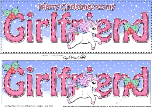 Large DL Merry Christmas GIRLFRIEND 3D decoupage 