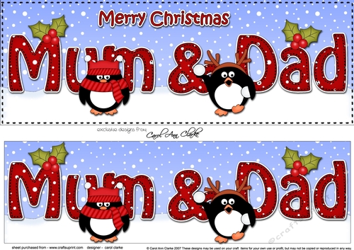 Large DL Merry Christmas MUM & DAD 3D decoupage 