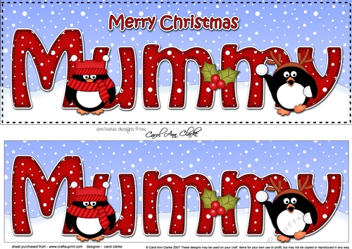 Large DL Merry Christmas MUMMY 3D decoupage 
