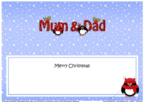 Large DL Merry Christmas MUM & DAD insert