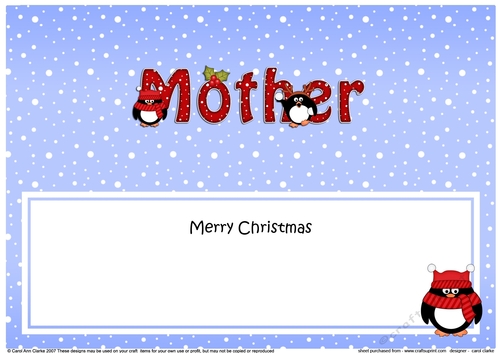 Large DL Merry Christmas MOTHER insert
