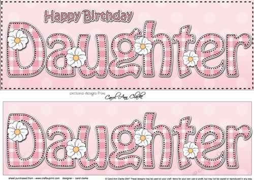 Large DL Happy Birthday DAUGHTER 3D decoupage