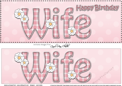 Large DL Happy Birthday WIFE 3D decoupage