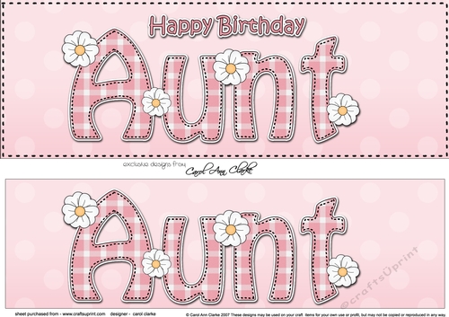 Large DL Happy Birthday AUNT 3D decoupage