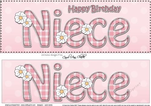 Large DL Happy Birthday NIECE 3D decoupage